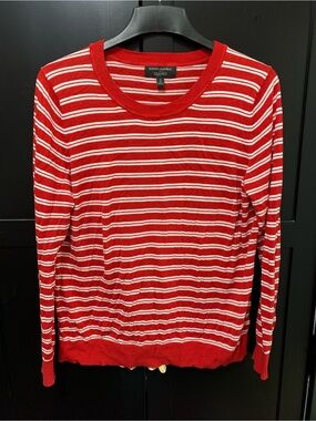 Banana Republic Red & White Striped Crewneck Sweater preppy collegiate fall